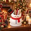 Holiday Home Decoration Cute Snowman Storage Container Durable Resin Makeup Brush Holder Entryway Key Tray Decorative Pen Holder for Office Tabletop