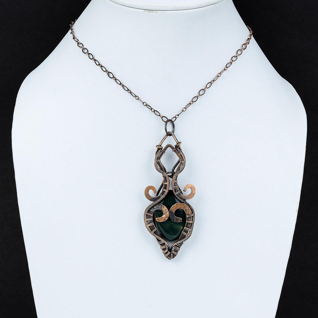 Bloodstone Pendant Copper Wire Wrapped Jewelry Gemstone Pendant Handmade Copper Pendant Birthstone Jewelry Wire Wrap Pendant Gift For Mother