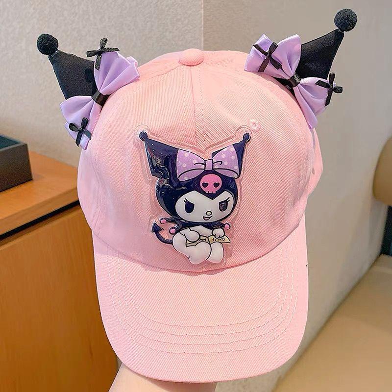 New Sanrio Kids Cartoon Kuromi Sun Hat Adjustable Baseball Cap Summer Anti-UV Breathable Outdoor Hat for Girls