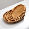 5pcs/Set, Oval Bamboo Storage Basket, Hand-Woven Rustic Tray Baskets, Sundry Storage Tray Bamboo Basket,Fruit Vegetable Serving Baskets,Baskets,Bins
