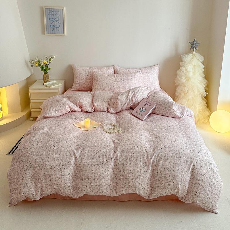 Pastoral Style Class A Maternal Infant Grade Cotton Double-Layer Yarn 4-Pcs Set Dormitory Cotton 3-Pcs Set Bed Sheet Quilt Cover Bedding