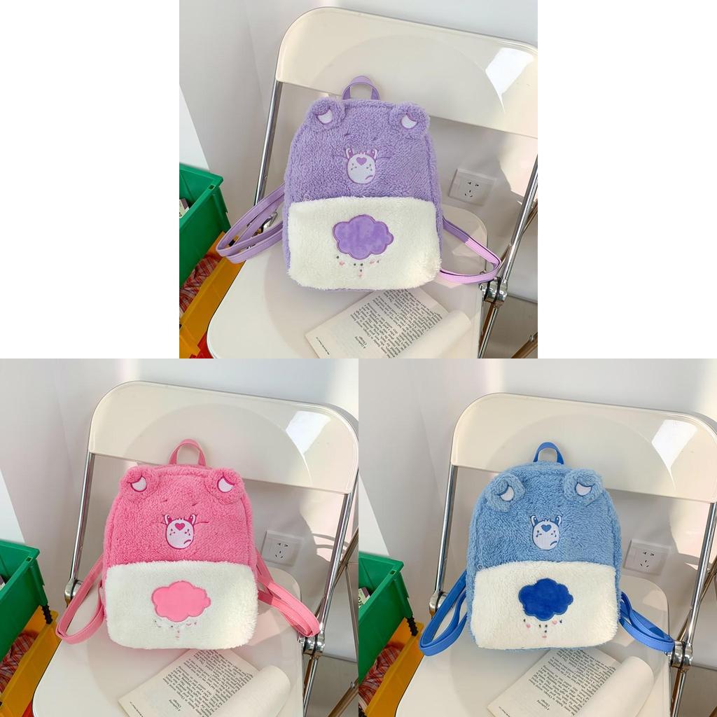 Plush Embroidered Heart Bear Backpack For Students With Durable Nylon Material And Spacious Design