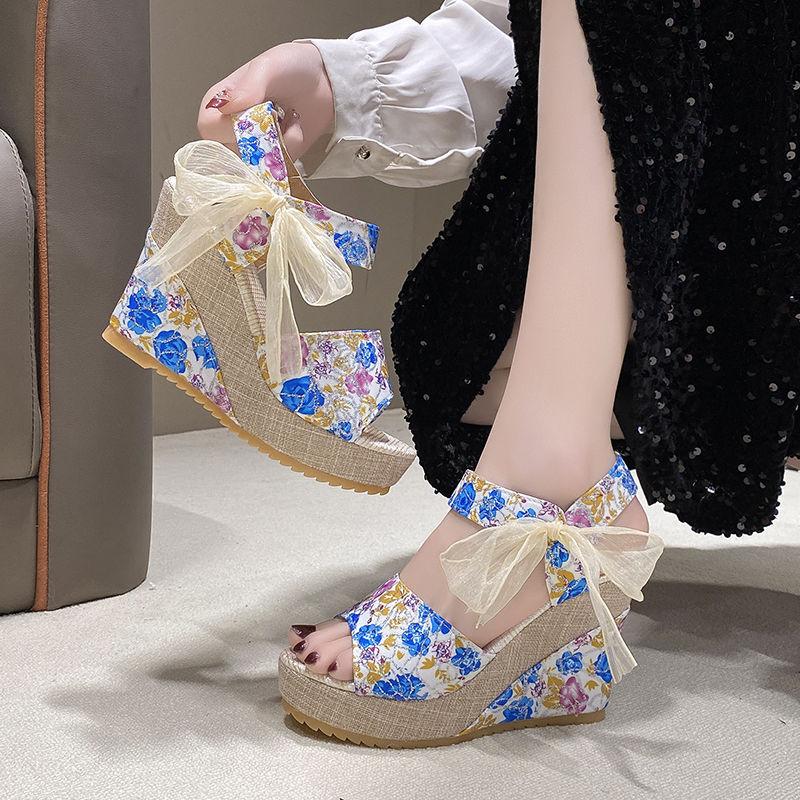 Fashion Women's Sandals Print Platform Wedge Waterproof Ladies Shoes Wedges Heel Casual 2025 Luxury Summer Sale Designer on Shoe Sandal