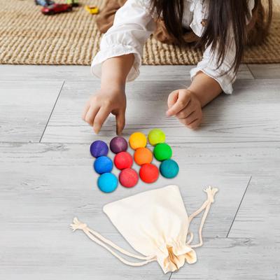 12x Montessori Wooden Balls Educational Counting Toy Early Learning Material Color