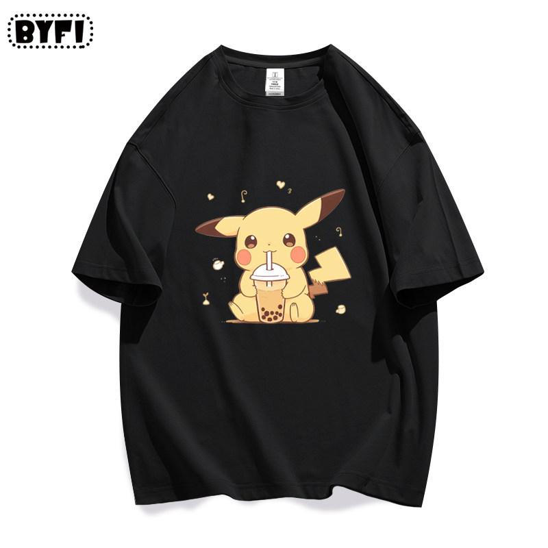 

Pikachu Collaboration Pokemon Scarlet and Violet Peripheral Shortsleeved Pure Cotton Tshirts for Men and Women Are in Vogue 4XL