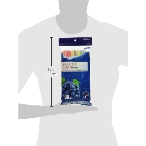 Yamato Bussan Multicolored Straws, 20cm FL, Bendable Colored Straws, Pack of 100