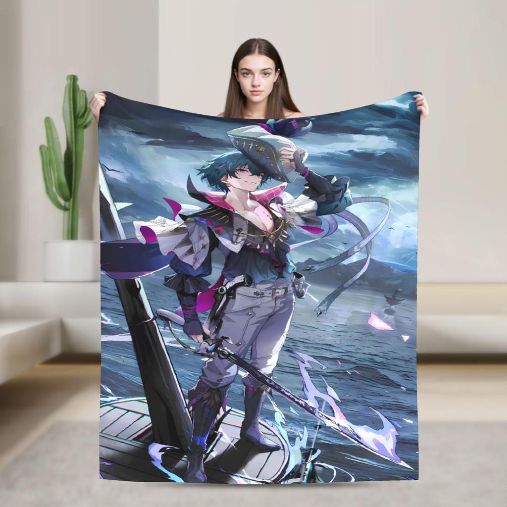 Warm Soft Blankets Camping Iuno Wuthering Waves Game Throw Blanket  Flannel Bedspread For Bedroom Fluffy Sofa Bed Cover
