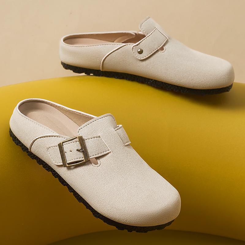 Fashion Smile POP Women Fashion Slippers Outdoor Half Baotou Slippers Women Classic Women's Casual Sandals Indoor PU Flat Slippers Women