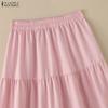 ZANZEA Women Elegant Lace Splice Casual Elastic Waist Loose Long Skirts