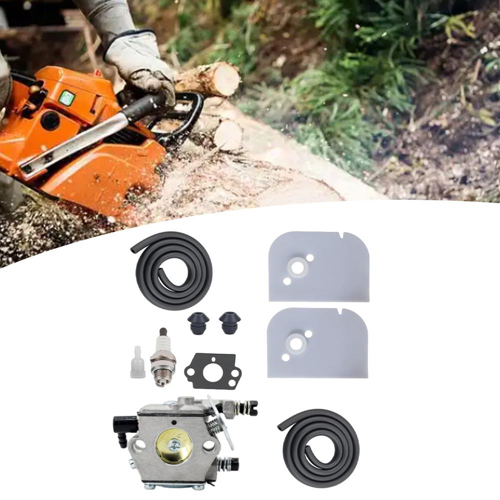 Carburetor Restoration Kit Compatible with Chainsaw 009 and 010 with Sparkplug Air Filters Fuel Pipes Oil Filter and Gasket