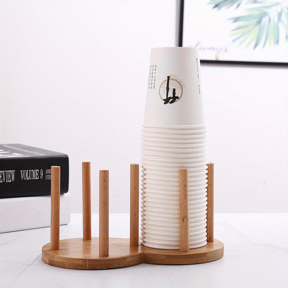 1ks bambusový dřevěný stojan na kelímky kreativní kulatý držák na kelímky pro domácnost na jednorázové papírové kelímky na stůl úložný stojan