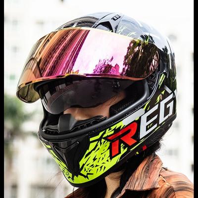 Hot Sale3C/DOT Certified Motorcycle Helmet with Dual Visors, Cool Full-Face Safety Helmet with Colored Visor