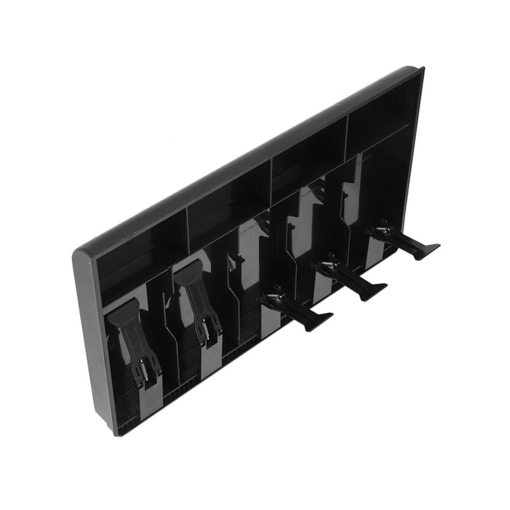 Five Grids Cash Drawer Register Insert Coin Tray Cashier Tidy Storage Safe Box (Black)
