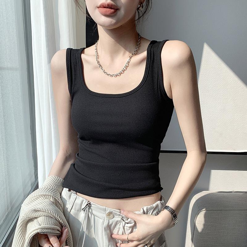 Spring and Summer New Wide Shoulder Vest Women's Large U-collar Base Vest with Small Vest Women's Sleeveless Vest