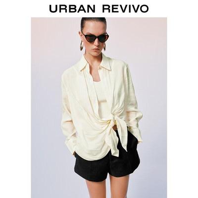 Women's Irregular Pleated Textured Long Sleeve Shirt