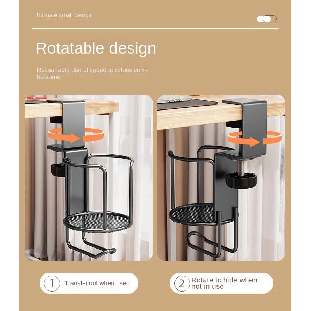 2 in 1 Desk Cup Holder with Headphone Hanger Holder, Anti-Spill Cup Holder-360° Rotation Stand Hook Suitable for Coffee Mups
