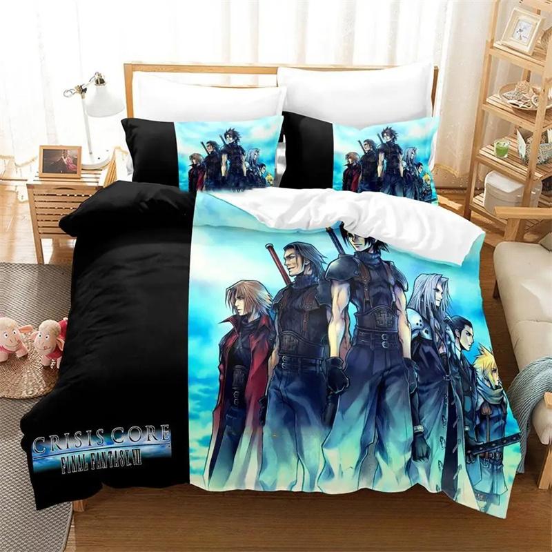 3D Print Game Crisis Core Final Fantasy VII Bed Set Quilt Cover Pillowcase,King Queen Twin Size Boys Girls Adults Bedding Set