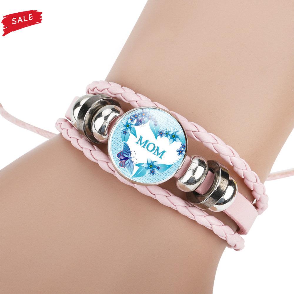 Buy New Accessories Pink Mom Mom Letter Time Gem Cowhide Bracelet