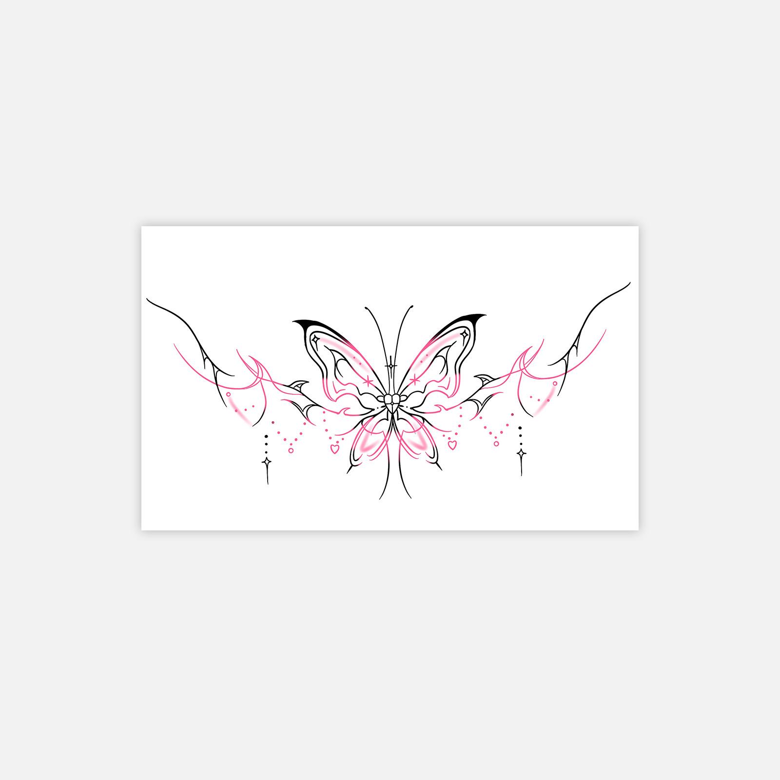 Dark Butterfly Succubus Waist Belly Chest Tattoo Sticker Sexy Spice Girl Tattoo Sticker 18*11