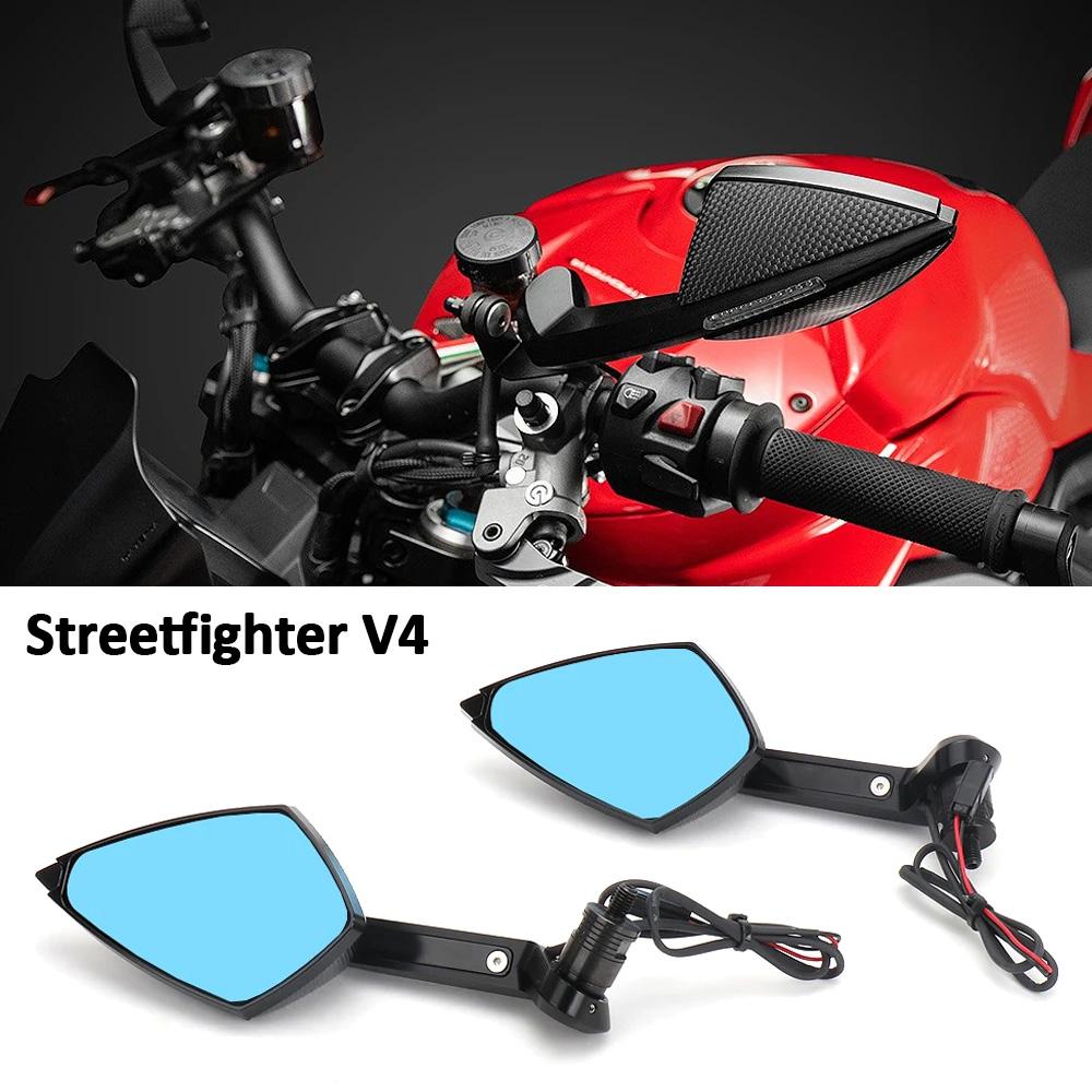 New Side Mirrors With LED Turn Signal Indicator Motorcycle Accessories Rearview Mirror For Ducati Streetfighter V4