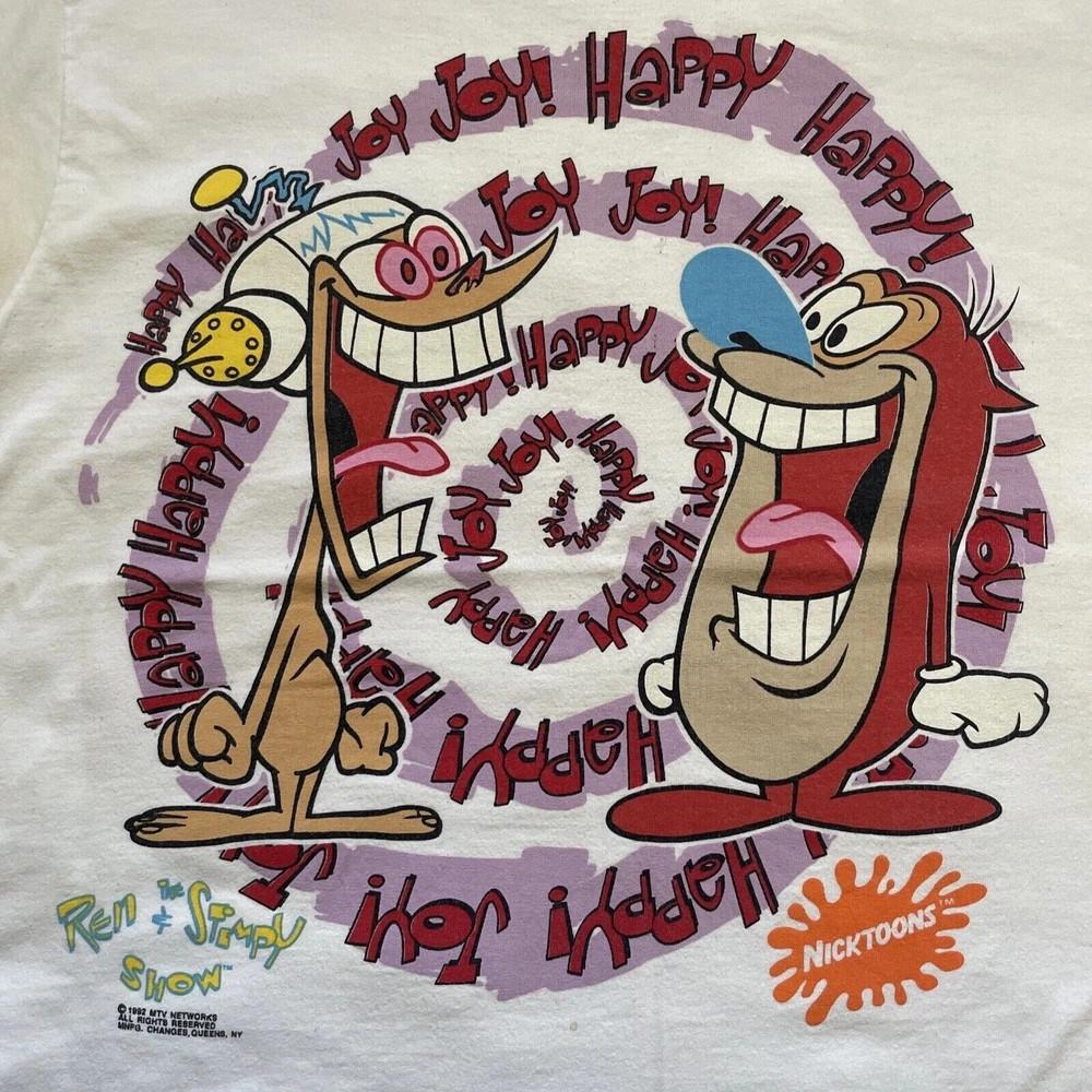

Ren and Stimpy Happy Joy WHite Cotton Full Size S-5XL Unisex T-Shirt XL