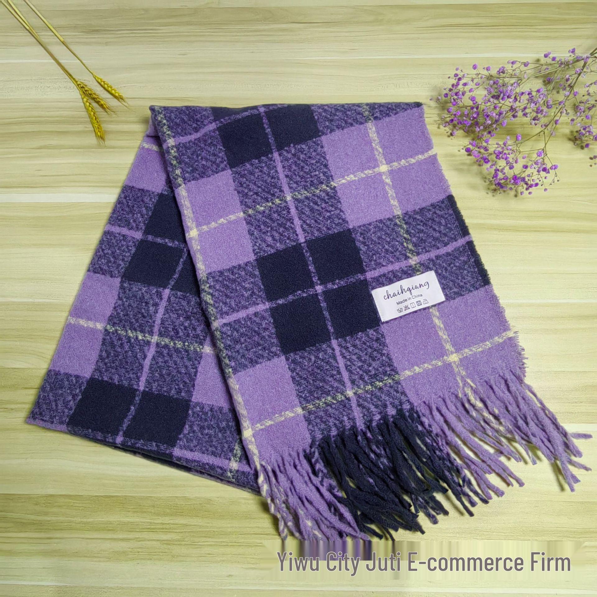 

Women s Korean Style Faux Cashmere Scarf - Autumn/Winter Versatile Warm Neck Warmer and Shawl фиолетовый