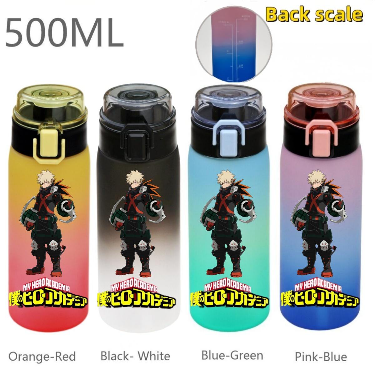 

My Hero Academia Sport Water Bottle Leak Proof Gradient Color Level Line Portable Outdoor Drinking Cup 500ML with Kid Friendly Entertaining Fun Play Orange-Red-1PCS