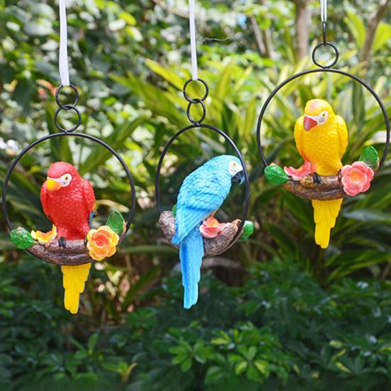 Papageien-Figur, praktisch, auffällig, lebendig graviert, Gartendekoration, zum Aufhängen, Sommer-Papageien-Vogel-Anhänger, Papageien-Figur für den Rasen