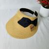 Bow Straw Empty Top Hat Women's Summer Eaves Sun Hat Travel Sun Hat Topless Sun Protection Hat