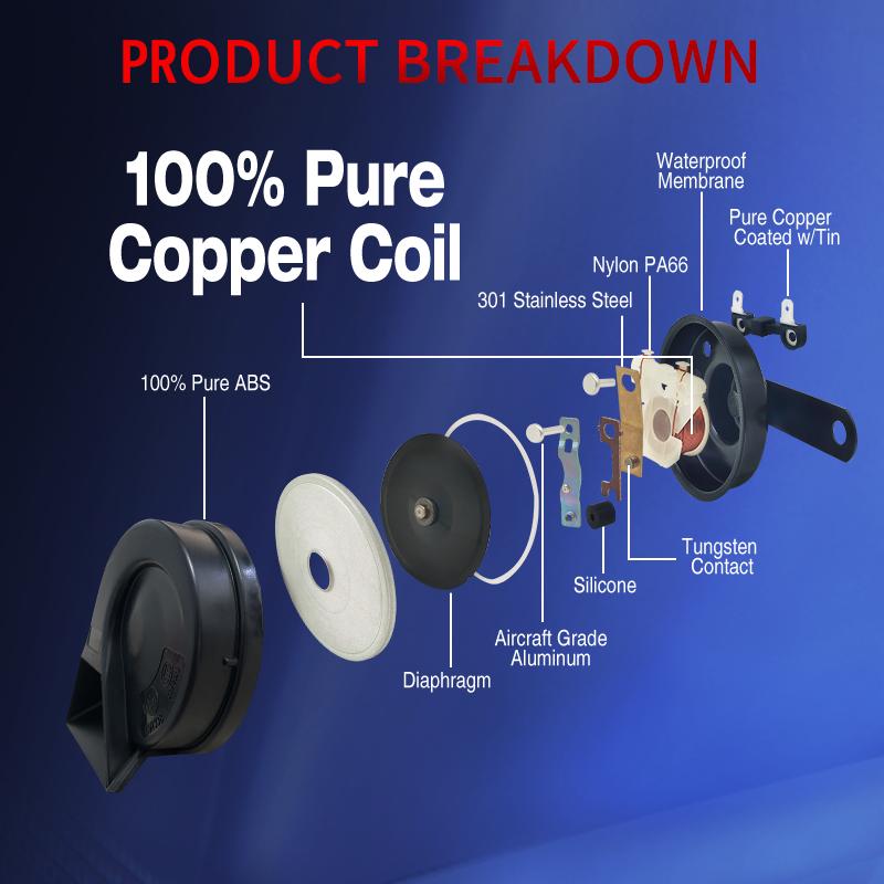 SERIA D 72W Samochodowy motocyklowy klakson ślimakowy 12V 500Hz 400Hz Wodoodporny dwutonowy głośny sygnał Super głośny klakson do motocykla samochodu ciężarówki