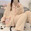 Cartoon Thicken Kimono Bathrobe Women's Dressing Gown Pajamas Hooded Robes Coral Fleece Sleepwear Winter Coats for Home Clothes