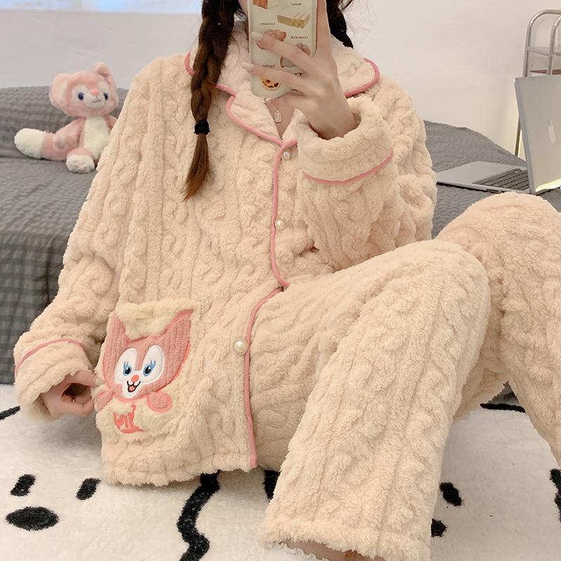 Cartoon Thicken Kimono Bathrobe Women's Dressing Gown Pajamas Hooded Robes Coral Fleece Sleepwear Winter Coats for Home Clothes
