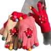 Cute Creative Red Christmas Tree Knitted Gloves for Women Winter Five Finger Warm Plush Windproof and Cold Proof Cycling Christmas