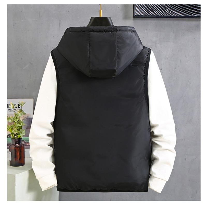 Men Reversible Thick Warm Hooded Casual Fashion Sleeveless Cotton Padded Vest