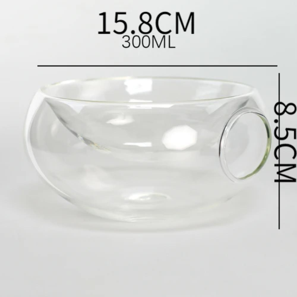Transparent High-temperature Glass Bowl with Side Opening Dry Ice Bowl Creative Cuisine Tableware Special Restaurant Salad Bowl