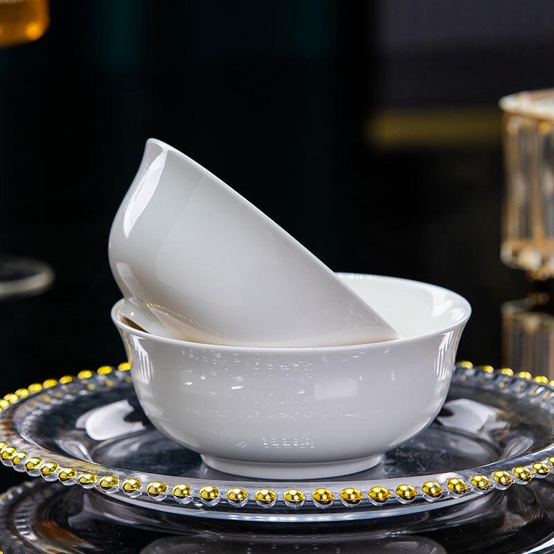 Minimalist Pure White Jingdezhen Ceramic 6-Inch Bowls (4-Pack)