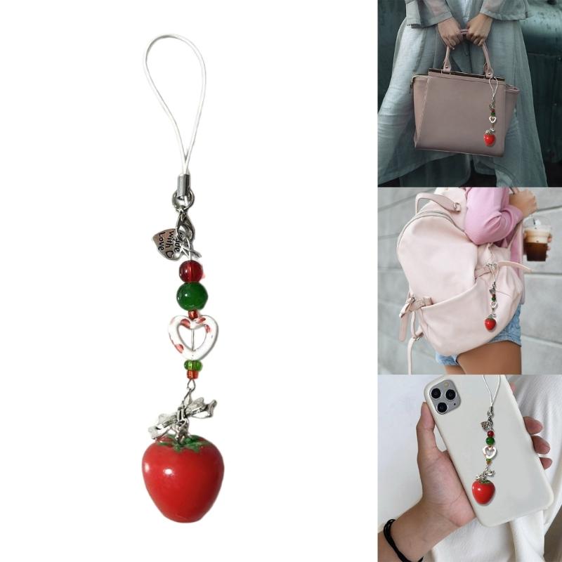 Cute Core Beaded Keychain Lanyard Ornament Stylish Decoration for Bag and Key