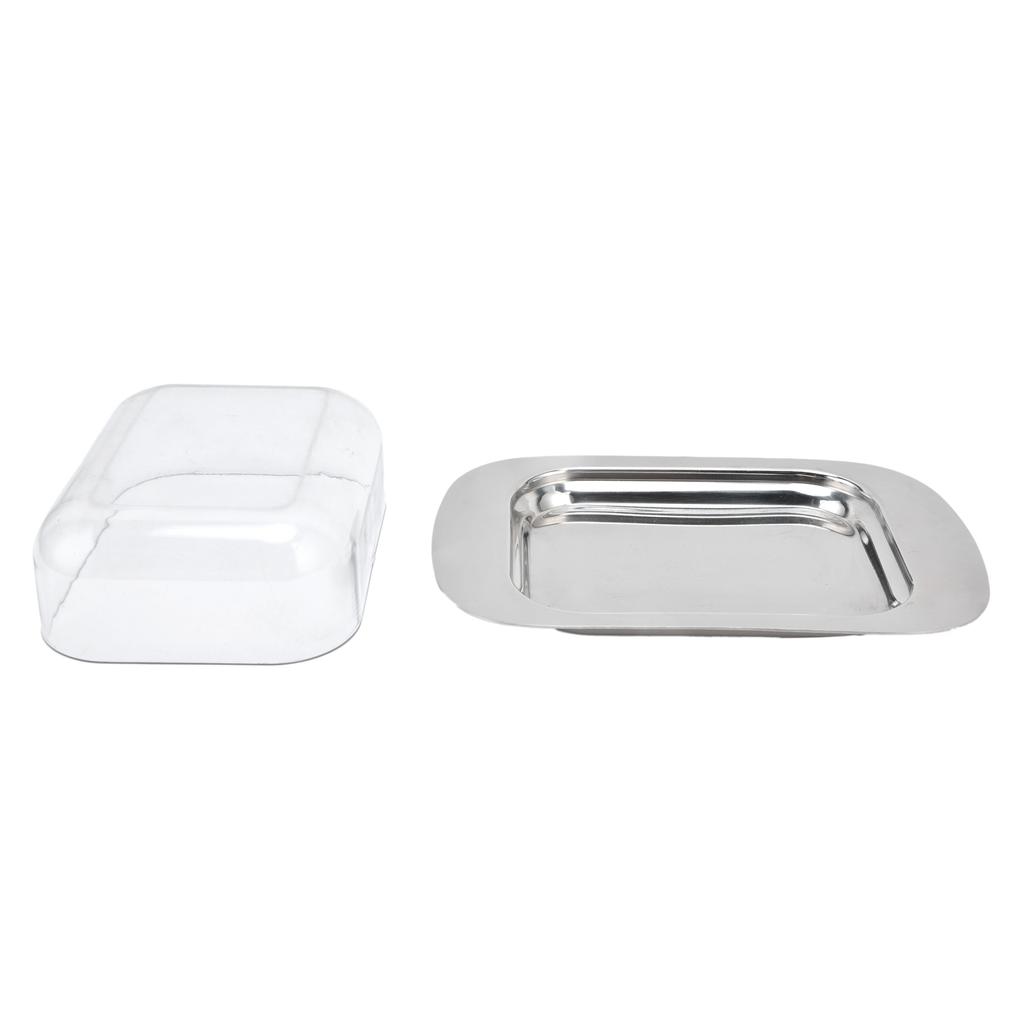 Stainless Container Quadrate Butter Steel Dish Cheese Keeper With Transparent Lid For Kitchen