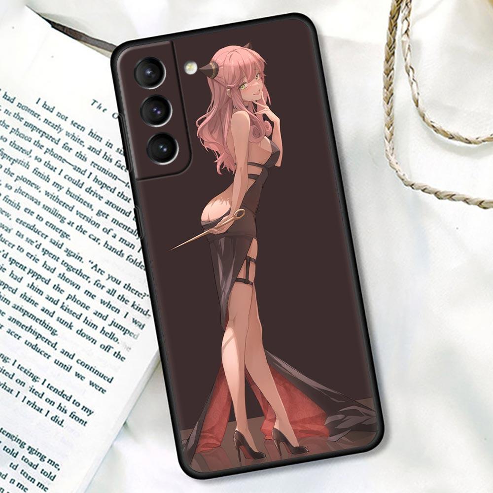 Süße Mädchen Spy X Familie Anya Forger Anime Hülle Abdeckung für Samsung Galaxy S21 S22 S20 S 21 Ultra FE Plus S8 S9 S10 Plus Lite Hüllen
