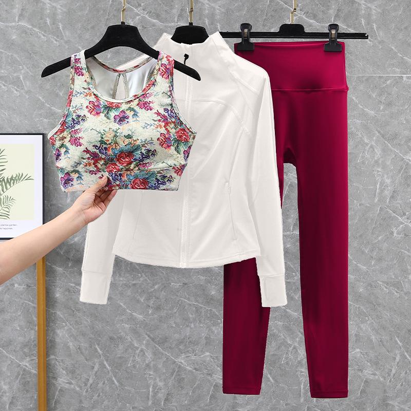 Damski strój do jogi i biegania z wysokim stanem, szybkoschnący - Podnoszący biodra, zestaw fitness na wiosnę/jesień