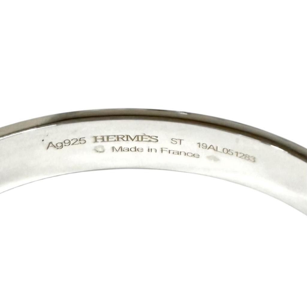 Great HERMES Bangle Collier de Chien Bracelet ST Silver AG925 Women Used