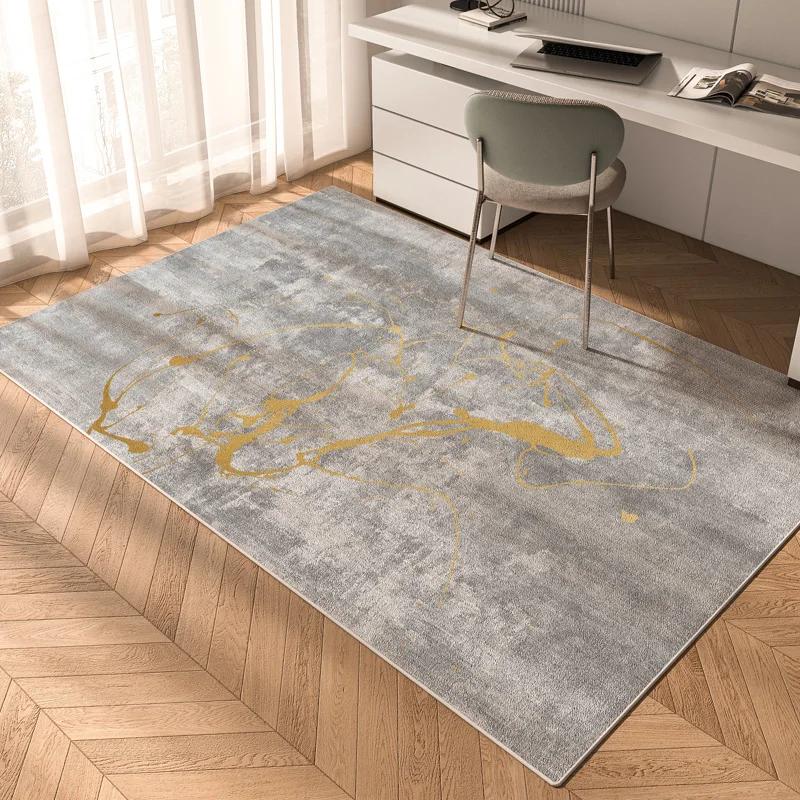 Minimalist Luxury Gray Loop-pile Carpet Living Room Sofa Bedroom Floor Mats Non-Slip Rug Perfect for Home Decoration