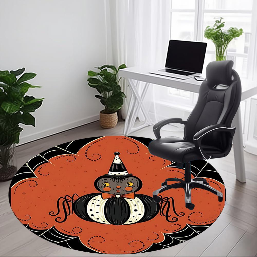 1pc Halloween Spider Office Round Area Rug, Indoor Mat Suitable For Office, Under Office Chairs Bedroom Living Room Home Decor, Room Deco