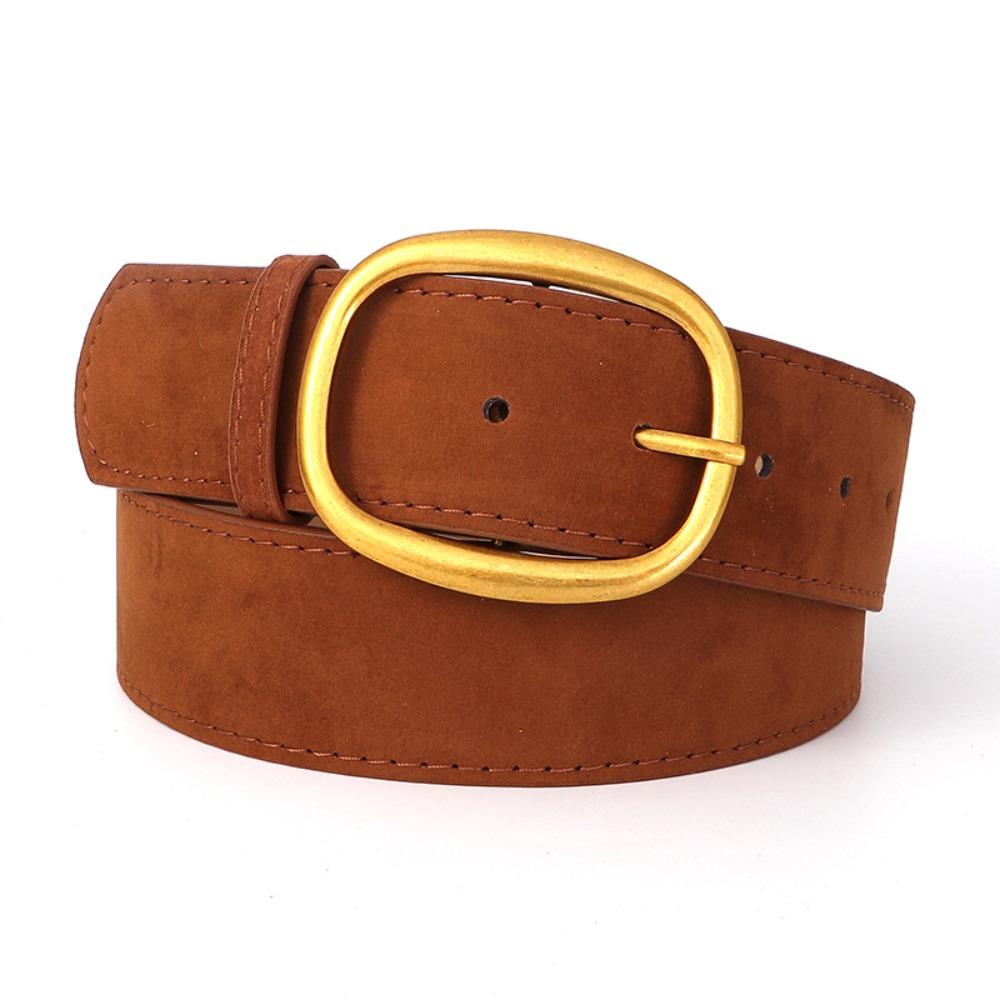 Pin Buckle Suede Leather Belt Luxury Design Wide Waistband Women Waist Belt  Coat Skirt Decoration