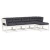 VidaXL Salon de Jardin avec Coussins 5 pcs, Sièges de Patio, Ensemble de Meubles, Mobilier de Terrasse Extérieur, Blanc Bois 3217011