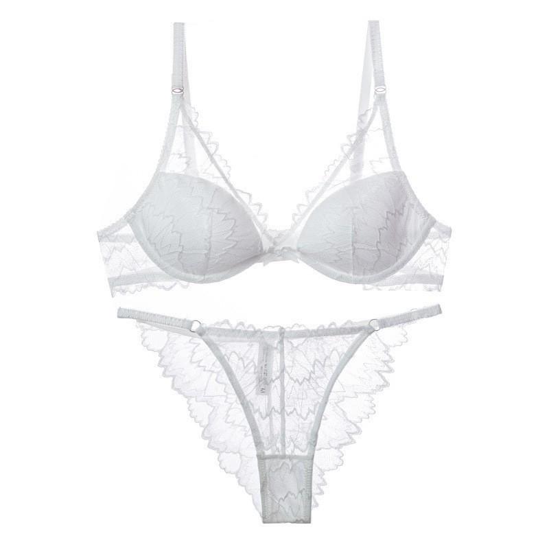Clearance Sale French Underwear Women's Sexy Deep V Thin Cotton Lace Big Breasts Small Anti-sagging Top Support Underwear