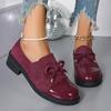 Women's 2026 Fashion Flat Shoes, Spring/Autumn Work Chunky Heel Bowknot, Plus Size, European & American Style.