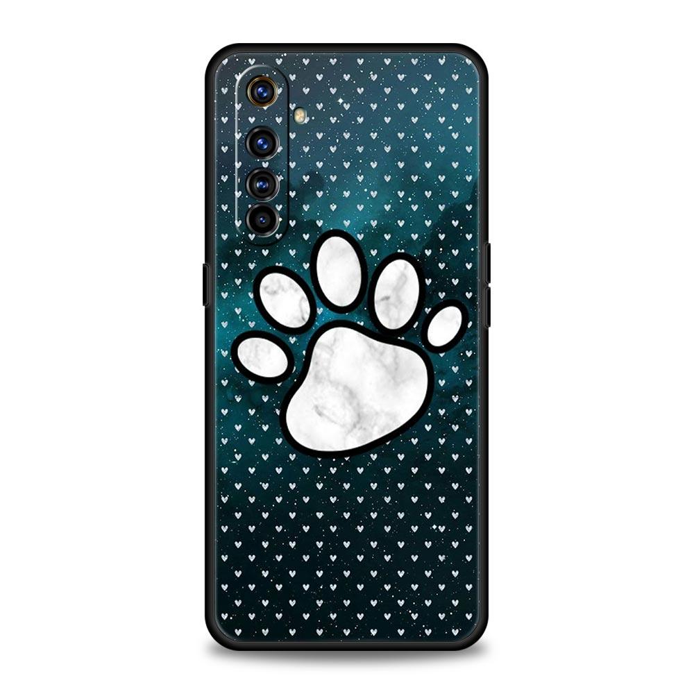 Soft TPU Case For Realme C67 C63 C55 C53 C25 C21 10 11 12 13 GT 2 3 5 Pro Plus 5G Shockproof Phone Cover Dog Footprint Paw Cute