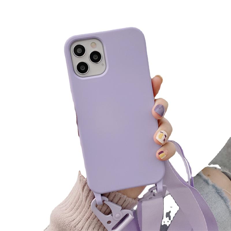 Lanyard Phone Case Soft Silicone Crossbody Strap Mobile Phone Case for iPhone 14 Pro Max SE Soft Phone Case