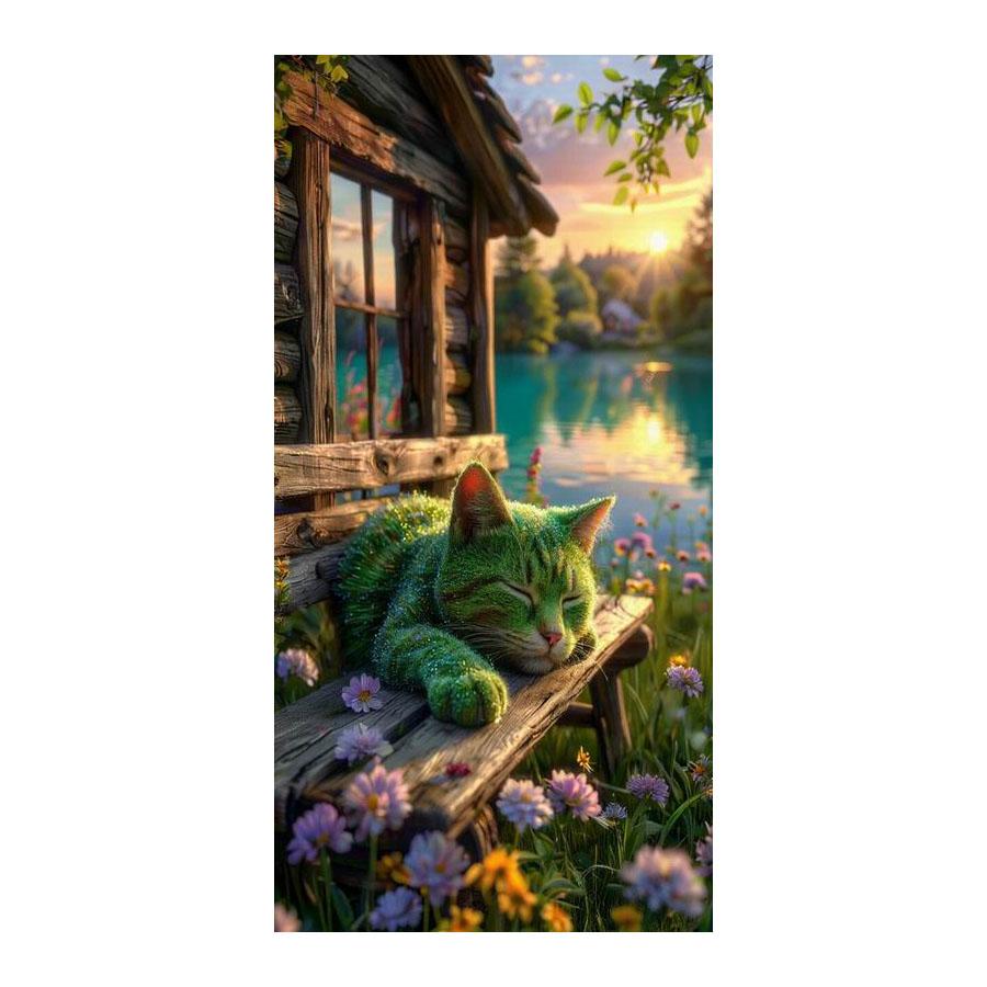 Sunset House Cat Sleeping Diamond Painting New Collection Large Size Animal Diy Full Square Round Drill Rhinestone Embroidery Mosaic Cross Stitch Kits